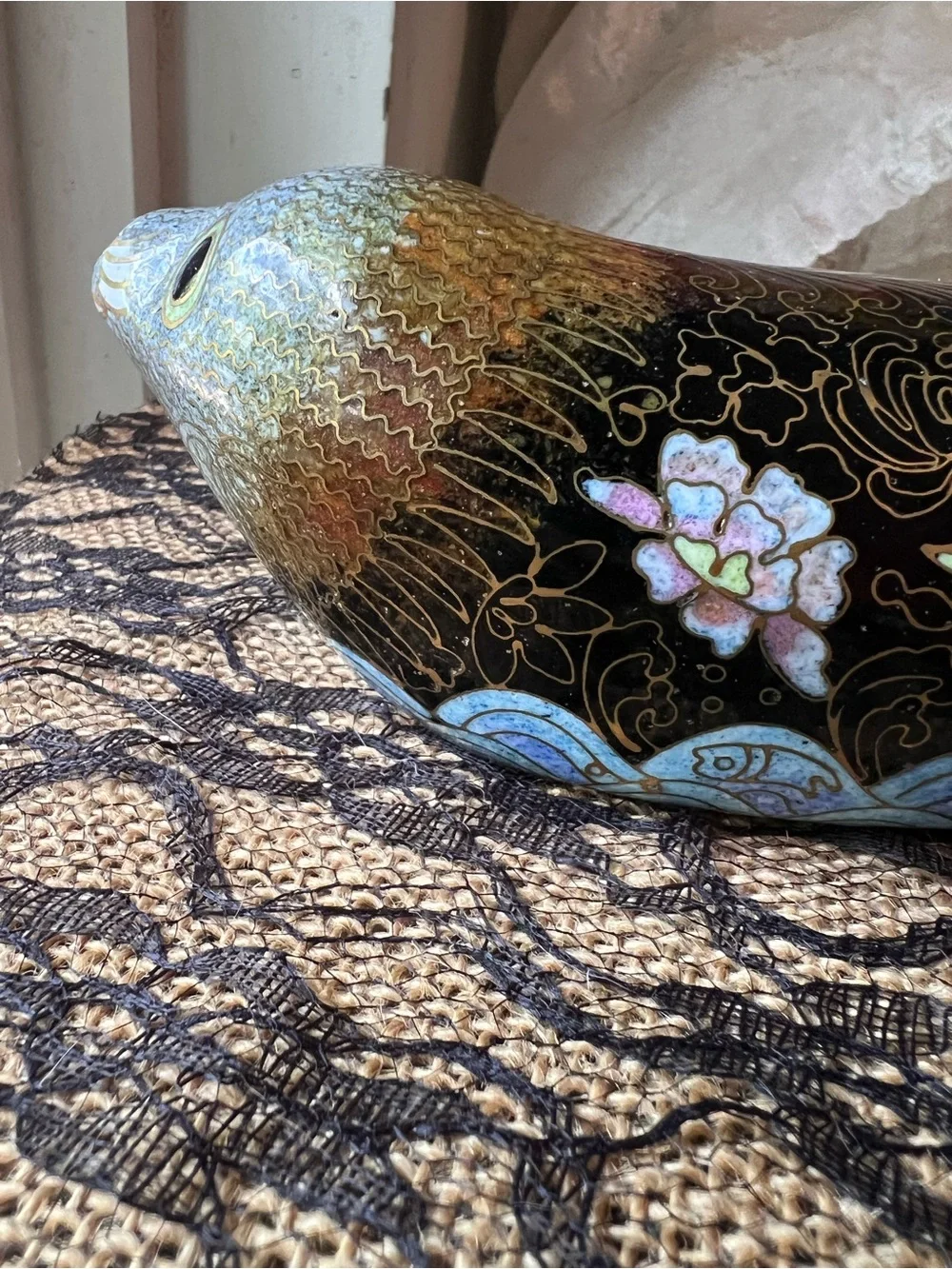 Gorgeous Vintage Cloisonne Seal Fish Figurine Hard to Find
